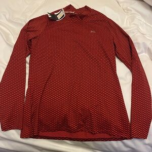 Adidas Ladies Polo Mock Neck Golf Shirt Red